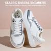imageVepose Womens Fashion Sneakers Lace up Casual Sneakers with Arch Support 8001  Tennis Walking Dress Shoes for LadyLaces Sneaker8001white Silver