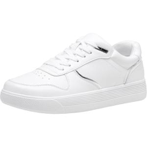 imageVepose Womens Fashion Sneakers Lace up Casual Sneakers with Arch Support 8001  Tennis Walking Dress Shoes for LadyLaces Sneaker8001all White
