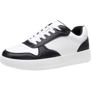 imageVepose Womens Fashion Sneakers Lace up Casual Sneakers with Arch Support 8001  Tennis Walking Dress Shoes for LadyLaces Sneaker8001white Black