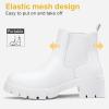 imageVepose Womens 936 Chelsea Ankle Boots Platform Lug Sole Elastic Slip on BootiesAllwhiteclassic936