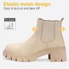imageVepose Womens 936 Chelsea Ankle Boots Platform Lug Sole Elastic Slip on BootiesBeigeclassic936