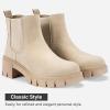 imageVepose Womens 936 Chelsea Ankle Boots Platform Lug Sole Elastic Slip on BootiesBeigeclassic936