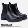 imageVepose Womens 936 Chelsea Ankle Boots Platform Lug Sole Elastic Slip on BootiesBlackclassic936