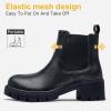 imageVepose Womens 936 Chelsea Ankle Boots Platform Lug Sole Elastic Slip on BootiesBlackclassic936