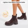 imageVepose Womens 936 Chelsea Ankle Boots Platform Lug Sole Elastic Slip on BootiesBrownclassic936