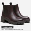 imageVepose Womens 936 Chelsea Ankle Boots Platform Lug Sole Elastic Slip on BootiesBrownclassic936