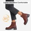 imageVepose Womens 936 Chelsea Ankle Boots Platform Lug Sole Elastic Slip on BootiesCognacclassic936