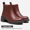 imageVepose Womens 936 Chelsea Ankle Boots Platform Lug Sole Elastic Slip on BootiesCognacclassic936