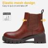imageVepose Womens 936 Chelsea Ankle Boots Platform Lug Sole Elastic Slip on BootiesCognacclassic936