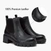imageVepose Womens 936 Chelsea Ankle Boots Platform Lug Sole Elastic Slip on BootiesLeather Blackclassic 936l