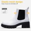 imageVepose Womens 936 Chelsea Ankle Boots Platform Lug Sole Elastic Slip on BootiesWhiteclassic936