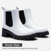 imageVepose Womens 936 Chelsea Ankle Boots Platform Lug Sole Elastic Slip on BootiesWhiteclassic936