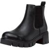 imageVepose Womens 936 Chelsea Ankle Boots Platform Lug Sole Elastic Slip on BootiesLeather Blackclassic 936l