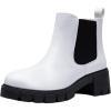imageVepose Womens 936 Chelsea Ankle Boots Platform Lug Sole Elastic Slip on BootiesWhiteclassic936