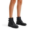 imageVepose Womens Combat Ankle Boots Lace up Comfortable Booties Low HeelBlack Leather Knitting927l