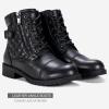 imageVepose Womens Combat Ankle Boots Lace up Comfortable Booties Low HeelBlack Leather Knitting927l