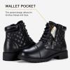 imageVepose Womens Combat Ankle Boots Lace up Comfortable Booties Low HeelBlack Leather Pocket903l