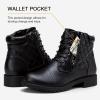 imageVepose Womens Combat Ankle Boots Lace up Comfortable Booties Low HeelBlack Pocket903