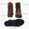 imageVepose Womens Combat Ankle Boots Lace up Comfortable Booties Low HeelCognac Knitting927