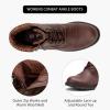imageVepose Womens Combat Ankle Boots Lace up Comfortable Booties Low HeelCognac Knitting927