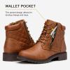 imageVepose Womens Combat Ankle Boots Lace up Comfortable Booties Low HeelYellow Brown Pocket903