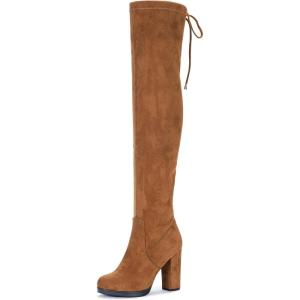 imageVepose Womens Thigh High Black Over The Knee Boots Tall Suede Knee High 996 BootCamelimitation Grain996