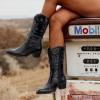 imageVepose 9803 Cowboy Boots Women Cowgirl Embroided Western Pull on Pointed Toe MidCalf Chunky Heel Boots with Inside ZipperBlackwestern9803
