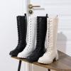 imageVepose Womens 953 Lace Platform Combat Knee High Boots with Comfort Chunky HeelBlack Pu