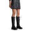 imageVepose Womens 953 Lace Platform Combat Knee High Boots with Comfort Chunky HeelBlack Pu