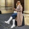 imageVepose Womens 953 Lace Platform Combat Knee High Boots with Comfort Chunky HeelWhite