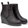 imageVepose Womens 9679 Low Wedge Boots Comfortable Ankle Booties with Inside ZipperWedge Ankle Boots9679 Brown