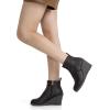 imageVepose Womens 9679 Low Wedge Boots Comfortable Ankle Booties with Inside ZipperWedge Ankle Boots9679 Brown