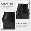imageVepose Womens 9679 Low Wedge Boots Comfortable Ankle Booties with Inside ZipperWedge Ankle Boots9679black