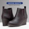 imageVepose Womens 9679 Low Wedge Boots Comfortable Ankle Booties with Inside ZipperWedge Chelsea9678 Brown