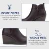 imageVepose Womens 9679 Low Wedge Boots Comfortable Ankle Booties with Inside ZipperWedge Chelsea9678 Brown