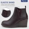 imageVepose Womens 9679 Low Wedge Boots Comfortable Ankle Booties with Inside ZipperWedge Chelsea9678 Brown