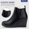 imageVepose Womens 9679 Low Wedge Boots Comfortable Ankle Booties with Inside ZipperWedge Chelsea9678black