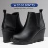 imageVepose Womens 9679 Low Wedge Boots Comfortable Ankle Booties with Inside ZipperWedge Chelsea9678black