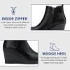 imageVepose Womens 9679 Low Wedge Boots Comfortable Ankle Booties with Inside ZipperWedge Chelsea9678black