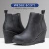 imageVepose Womens 9679 Low Wedge Boots Comfortable Ankle Booties with Inside ZipperWedge Chelsea9678grey