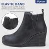 imageVepose Womens 9679 Low Wedge Boots Comfortable Ankle Booties with Inside ZipperWedge Chelsea9678grey