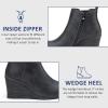 imageVepose Womens 9679 Low Wedge Boots Comfortable Ankle Booties with Inside ZipperWedge Chelsea9678grey