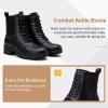 imageVepose Womens Ankle Boots Combat Lace up Booties with Inside ZipperBlack
