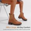 imageVepose Womens Ankle Boots Combat Lace up Booties with Inside ZipperBrown