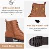 imageVepose Womens Ankle Boots Combat Lace up Booties with Inside ZipperBrown