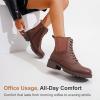 imageVepose Womens Ankle Boots Combat Lace up Booties with Inside ZipperCognac