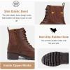 imageVepose Womens Ankle Boots Combat Lace up Booties with Inside ZipperCognac