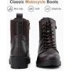imageVepose Womens Ankle Boots Combat Lace up Booties with Inside ZipperDark Tan