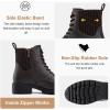 imageVepose Womens Ankle Boots Combat Lace up Booties with Inside ZipperDark Tan