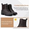 imageVepose Womens Ankle Boots Combat Lace up Booties with Inside ZipperDark Tan